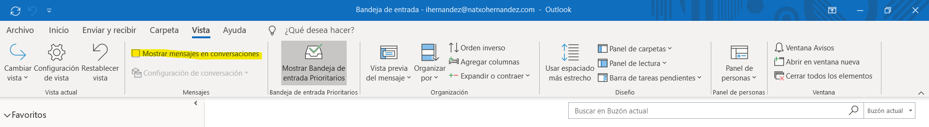 «Mostrar mensajes en conversaciones» – Microsoft Outlook