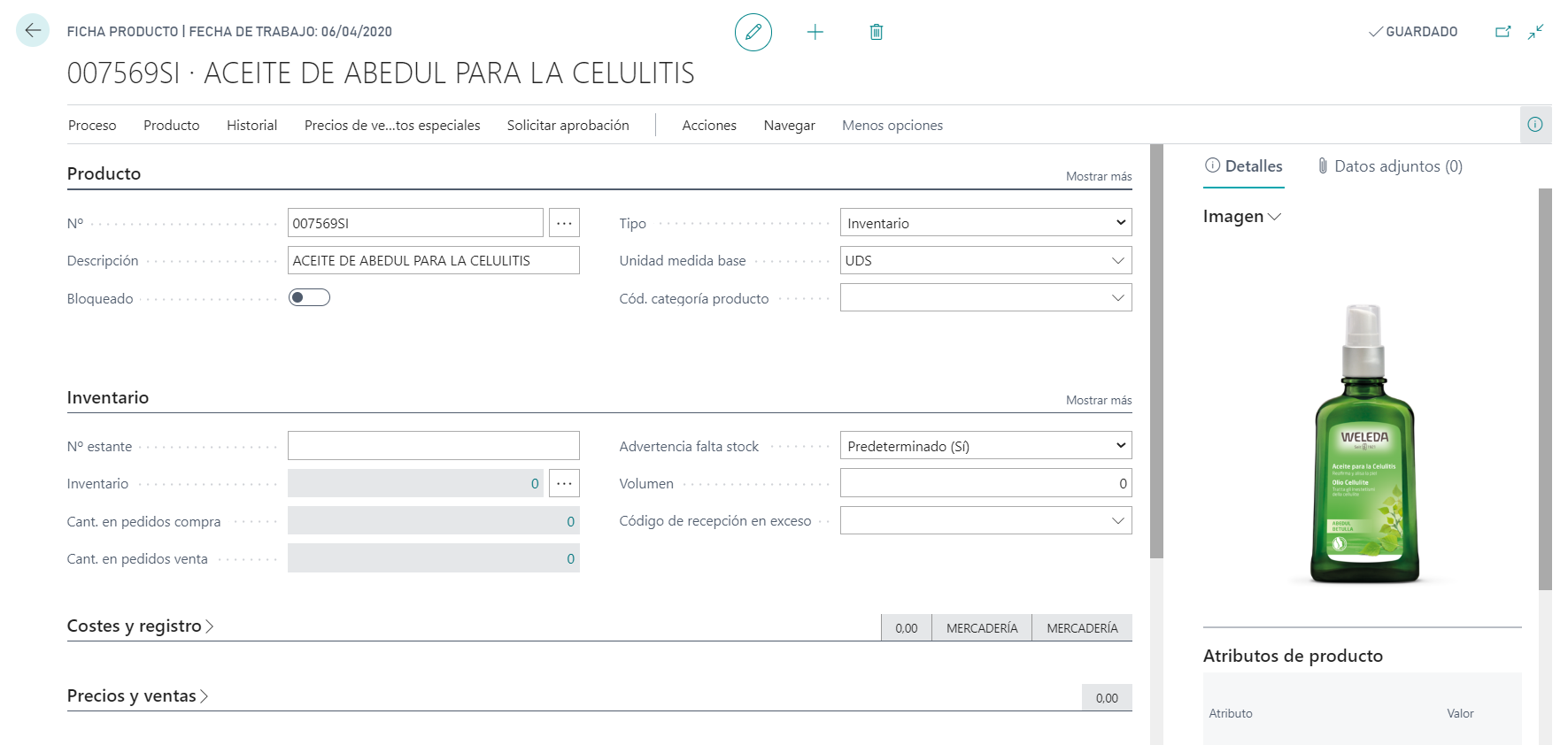 (SKU) vs. Ficha de producto en Business Central.