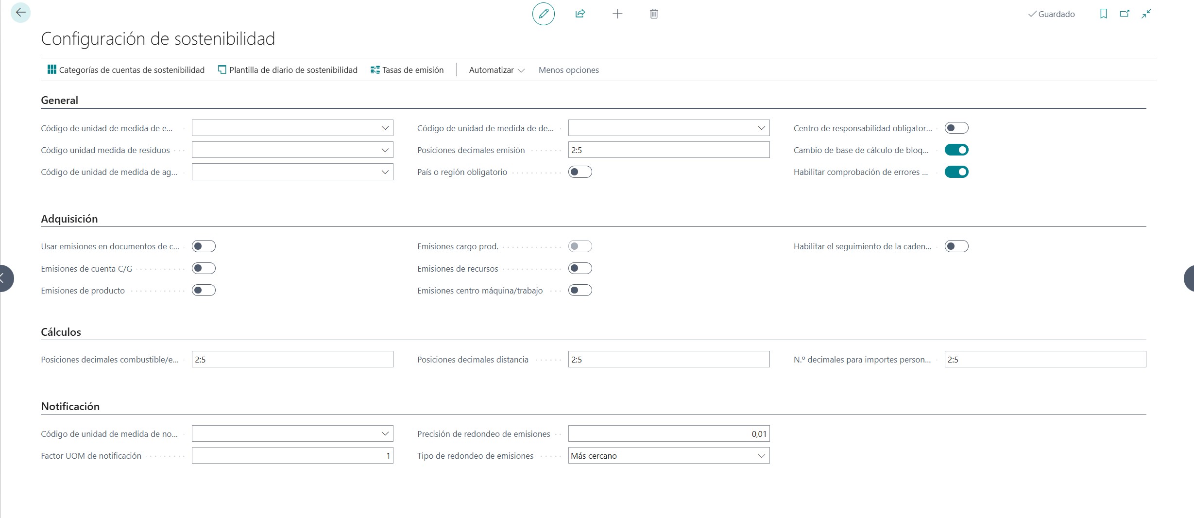 ¿Cómo configurar el módulo de sostenibilidad de Business Central?